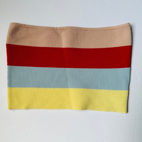 La Hearts Color Block Ribbed Crop Top strapless Women’s Sz Medium - Picture 2 of 7